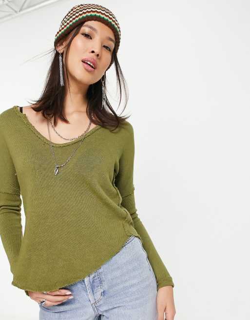 Free people – Come and Get It – Langärmliges Oberteil in Grün
