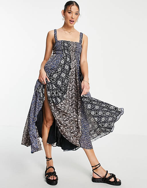 Free People come together midi cami dress in patchwork floral