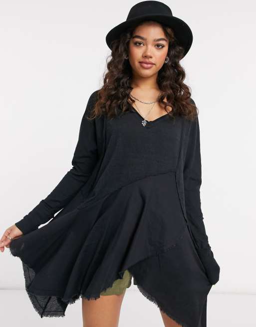 Free People Comin In Hot jersey tunic top in black