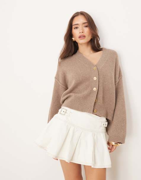 Free People – Cool of Night – Lockere Strickjacke in Mokka - view 1