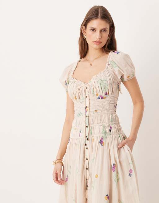Free People - Coplete Me - Vestito midi color tè con bottoni, 2 di 4