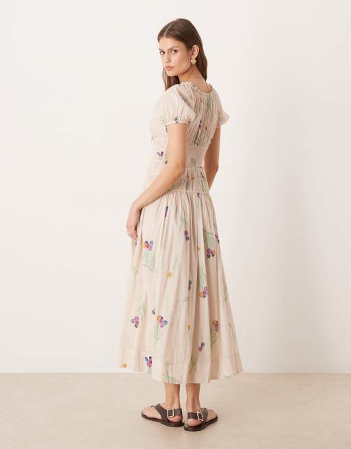 Free People - Coplete Me - Vestito midi color tè con bottoni, 3 di 4