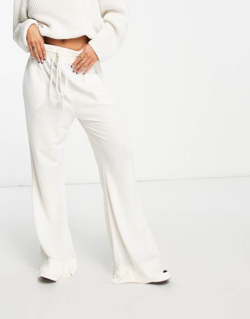 NWT Free People Cozy Cool Girl Lounge Pants Flared Wide Leg Sweatpants  Ivory S