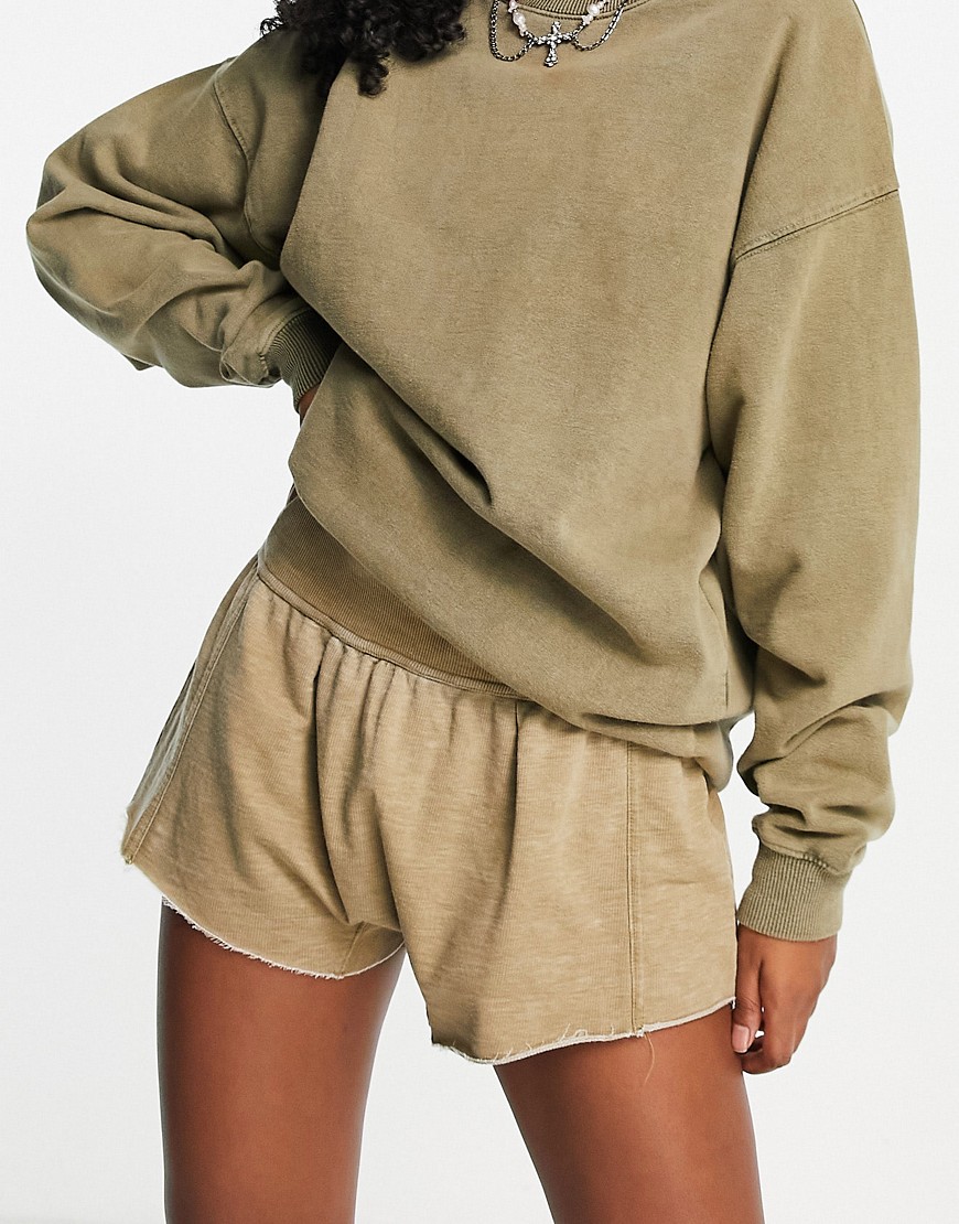 Free People Cozy Cool jersey lounge shorts in green