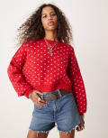 [Free People] Free People cropped pattern jumper in red L Cherry