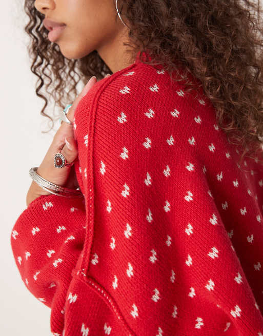 Red free people sweater hotsell