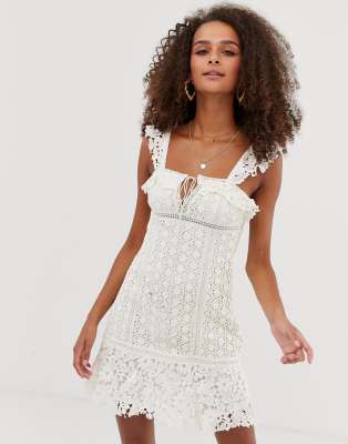 Free People Cross My Heart Lace Mini Dress white ModeSens