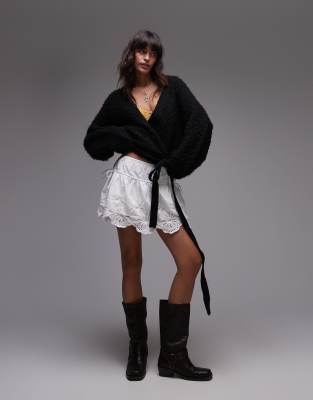Free People Cutwork Mini Skirt In White In White