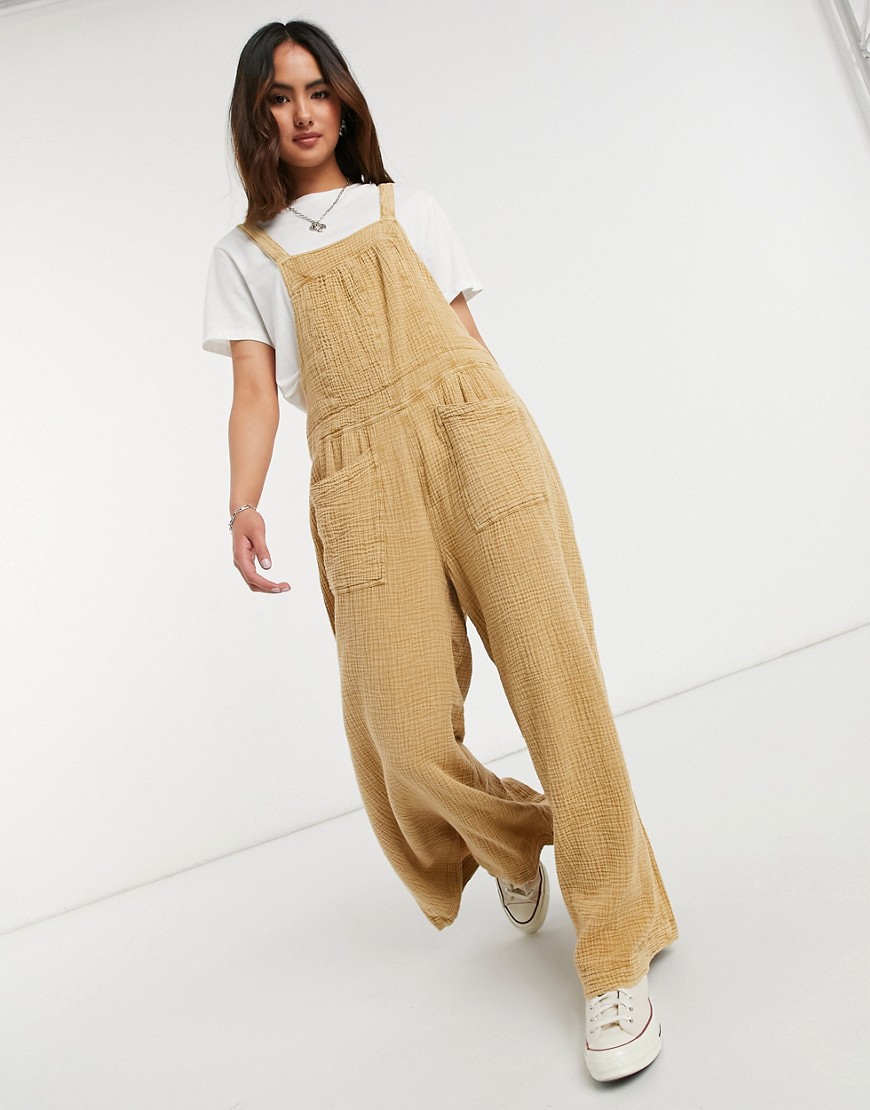 Free People Cyprus Ave Overalls In Vintage Wash-brown