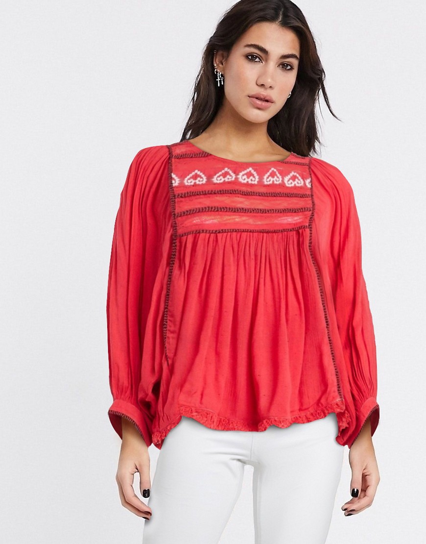Free People Cyprus Avenue embroidered blouse-Pink