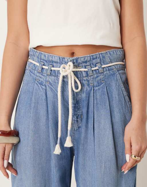 Free People Dakota Cinched Railroad Pull-On Jeans