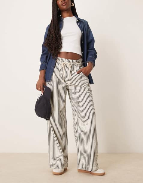 Free People dakota striped cinched waist pull-on jeans in multi