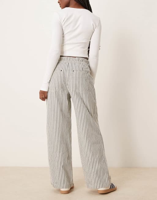 Free People dakota striped cinched waist pull-on jeans in multi | ASOS