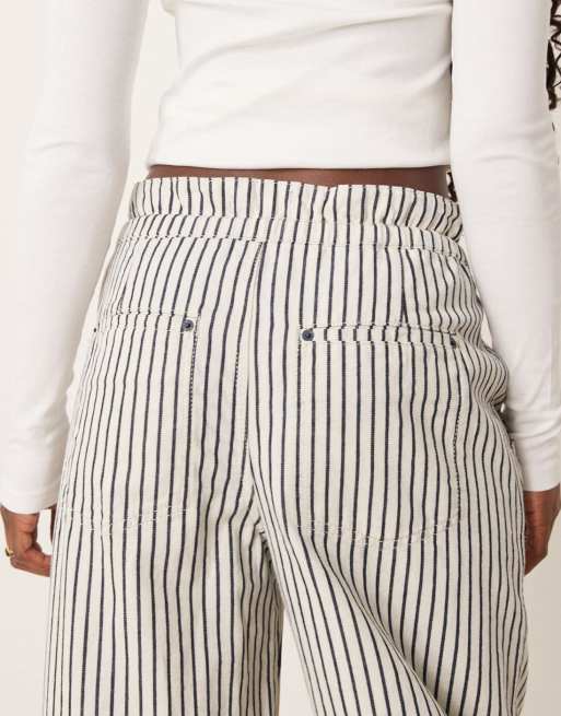 Free People dakota striped cinched waist pull-on jeans in multi | ASOS