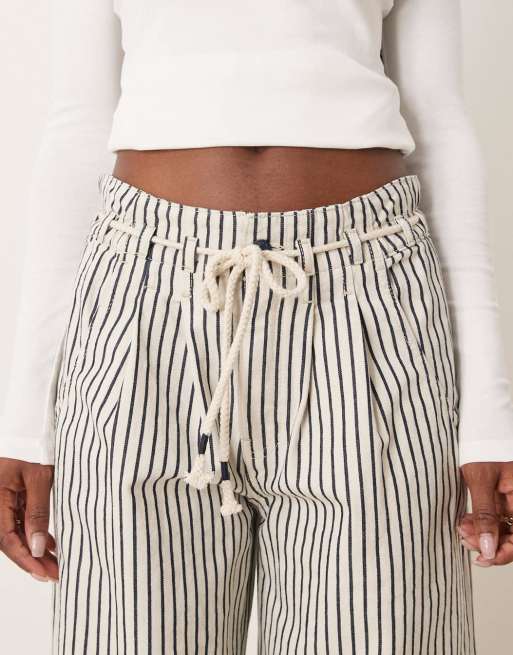 Free People dakota striped cinched waist pull-on jeans in multi | ASOS