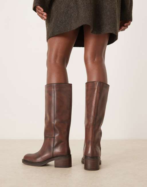 Free People dana distressed leather pull-on boots in tobacco, 2 of 4