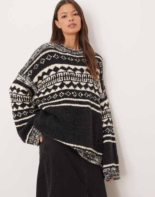 Free People Dani pattern sweater in black combo | ASOS
