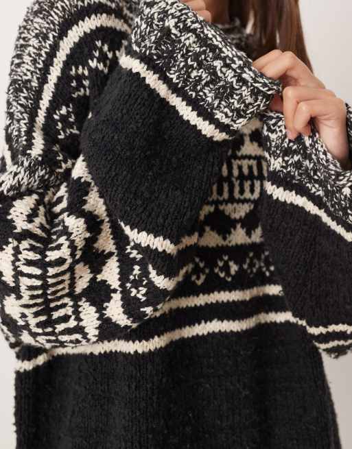 Free People Dani pattern sweater in black combo | ASOS