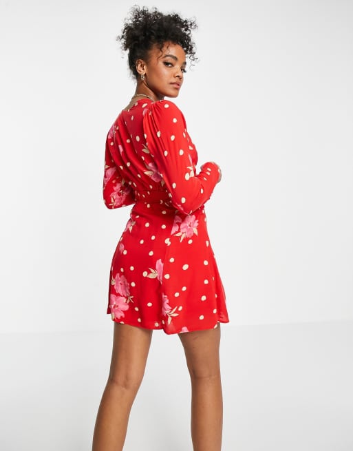 Free people red shop polka dot dress