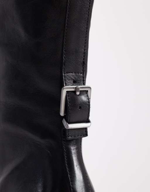 Free People date night knee high leather boot in black , 2 of 4