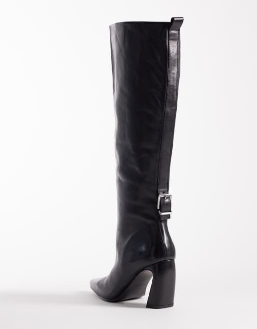Free People date night knee high leather boot in black , 3 of 4