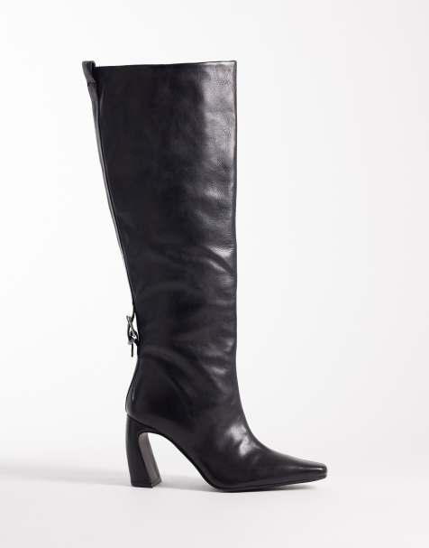 Free People Date Night knee high leather boots in black - view 1