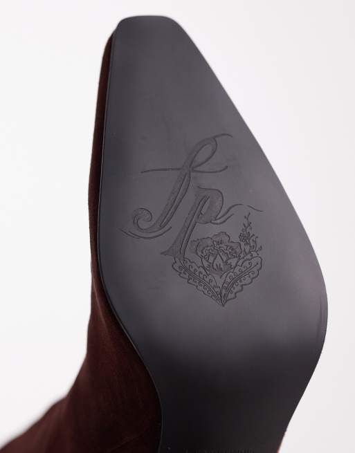 Free People date night knee high suede boot in port, 4 of 4