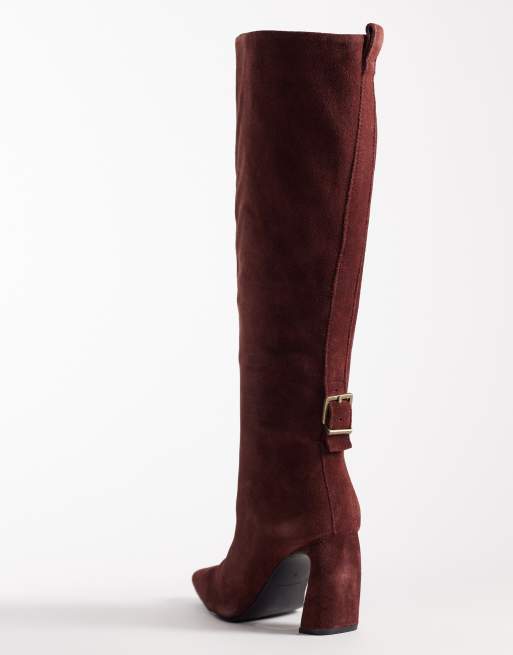 Free People Date Night knee high suede boots in port, 3 of 4
