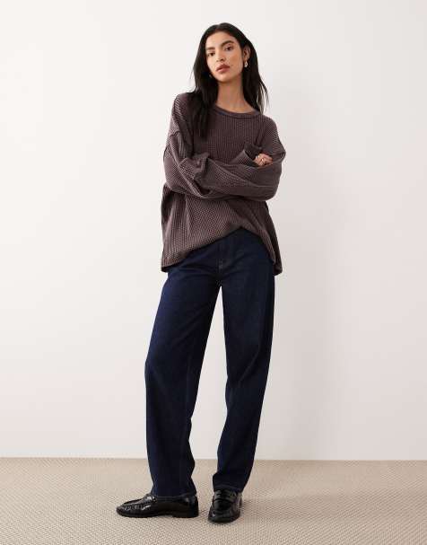 Free People dawson pocket detail waffle top in chocolate