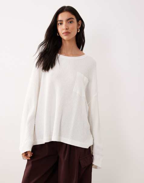 Free People - Dawson - Top a nido d'ape avorio con taschino - view 1