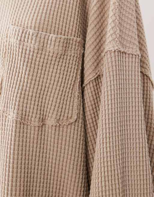 Free People - Dawson - Top gaufré avec poche - Taupe lisse, 3 de 4