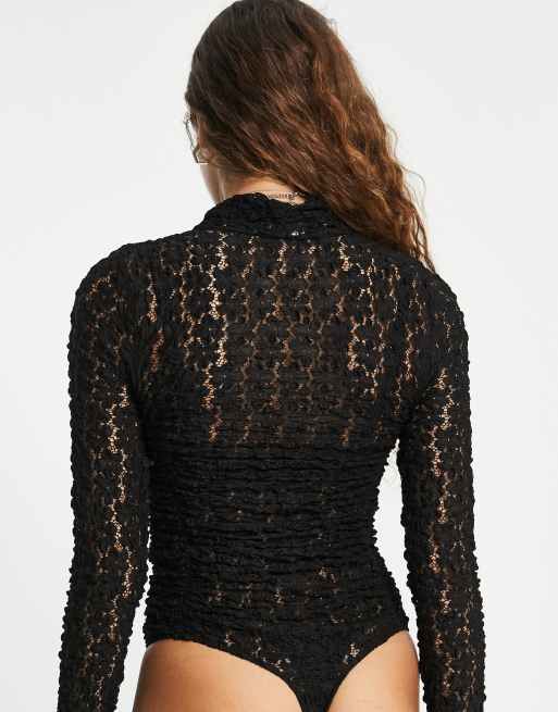 Free People – Day & Night – Spitzen-Body in Schwarz , 2 von 4
