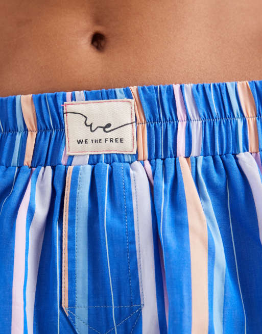 Free People Day to Day mini boxer shorts in cobalt stripe combo, 4 of 5