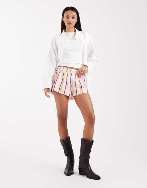 Free People Day to Day mini boxer shorts in tea stripe combo, 2 of 5