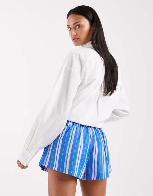 Free People - Day To Day - Mini-short style caleçon à rayures - Bleu de cobalt, 5 de 5