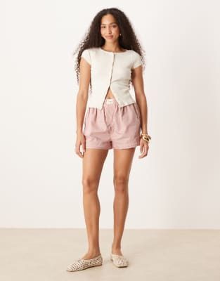 Free People Day To Day Relaxed Boxer Shorts In White