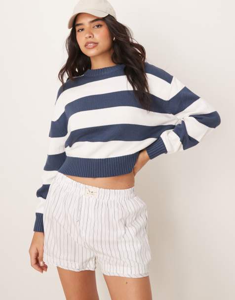 Free People Day to Day striped boxer shorts in ivory - view 1
