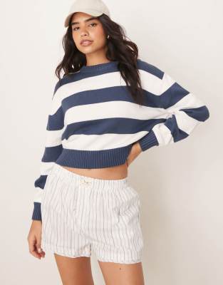 Free People Day To Day Striped Boxer Shorts In Pink-white