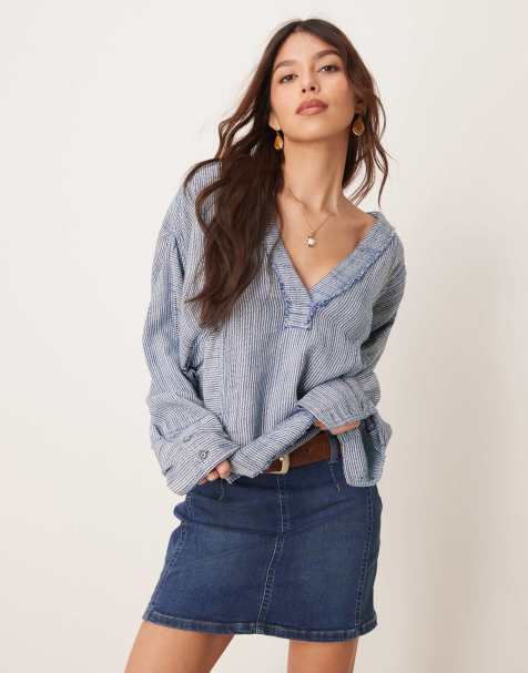 Free People daylight denim mini skirt in helix blue - view 1