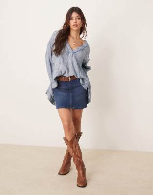 Free People Daylight Denim Mini Skirt In Blue