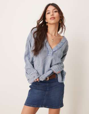 Free People - Daylight - Mini-Jeansrock in Helixblau