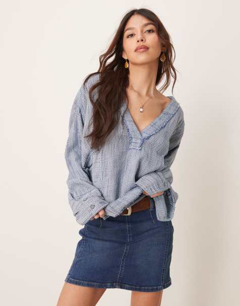 Free People – Daylight – Mini-Jeansrock in Helixblau - view 1