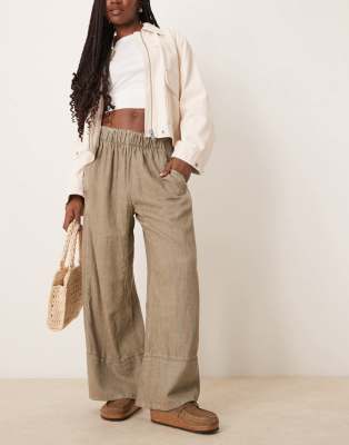 Free People Days End Linen Mix Pull On Pants
