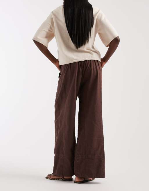 Free People - Days End - Linnen broek in espressobruin, 3 van 5