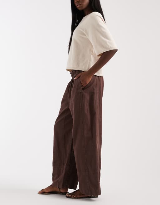 Free People - Days End - Linnen broek in espressobruin, 5 van 5