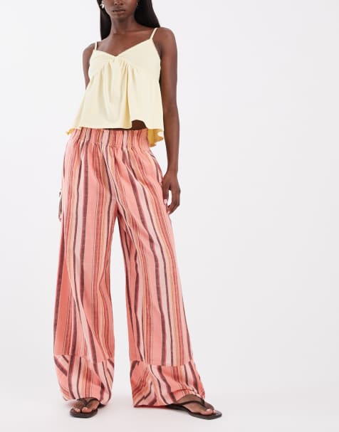 Free People – Days End Solar – Korallrosa byxor i bomullsmix - view 1