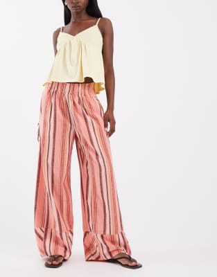 Льняные брюки Free People days end solar из мягкого кораллового комбо soft coral combo