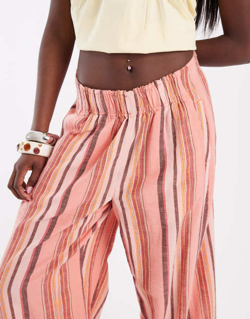 Free People - Days End Solar - Pantalones naranja coral pastel variado de algodón, 3 de 5