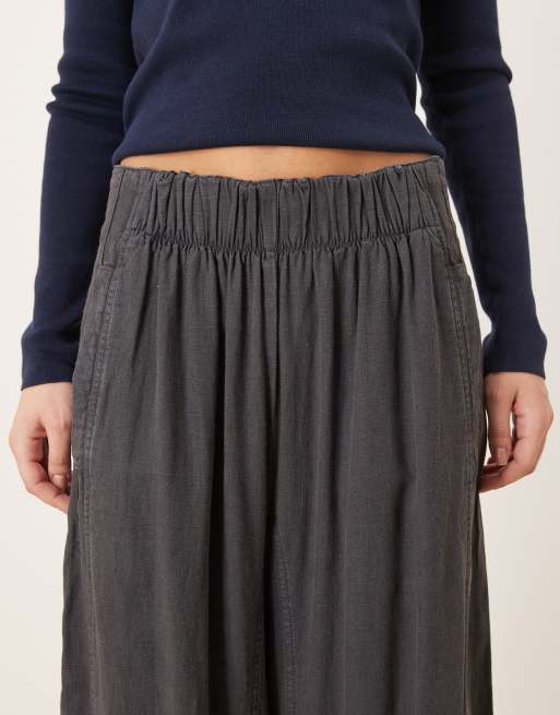 Free People – Days End – Svarta linnebyxor i dra på-modell, 4 av 5