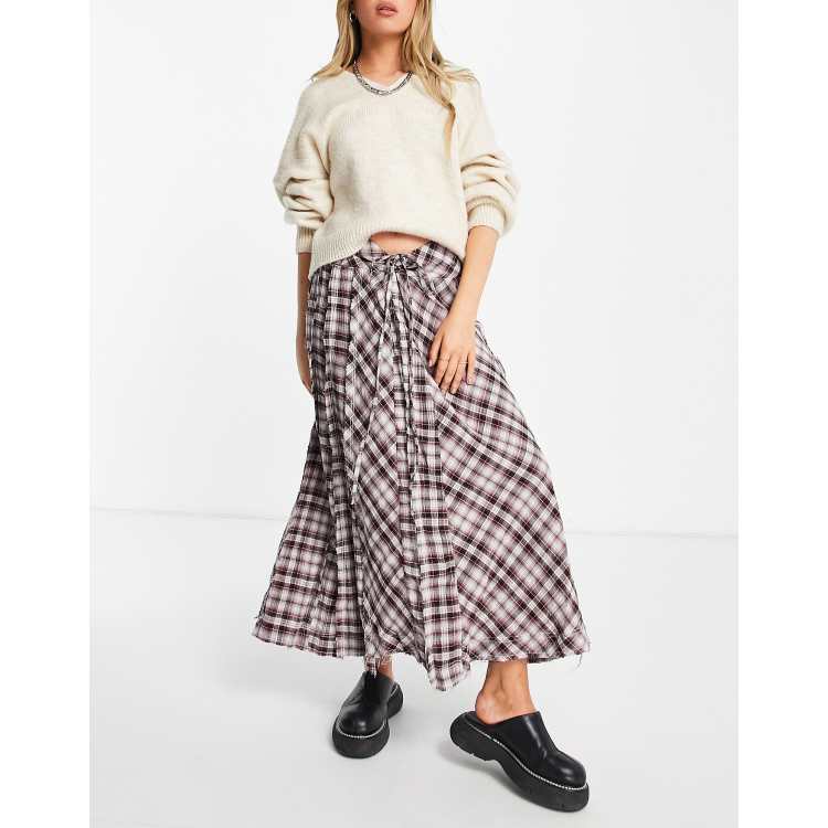 Free people store plaid maxi skirt